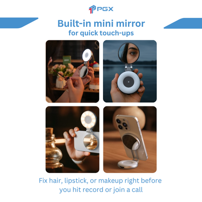 PGX™ HaloSnap Magnetic Selfie Light – MagSafe, Mirror & Stand