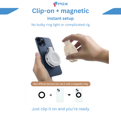 PGX™ HaloSnap Magnetic Selfie Light – MagSafe, Mirror & Stand