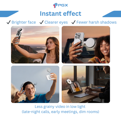 PGX™ HaloSnap Magnetic Selfie Light – MagSafe, Mirror & Stand