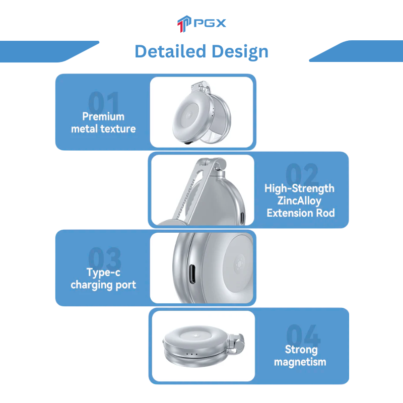 PGX™ HaloSnap Magnetic Selfie Light – MagSafe, Mirror & Stand