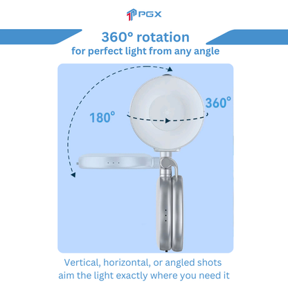 PGX™ HaloSnap Magnetic Selfie Light – MagSafe, Mirror & Stand