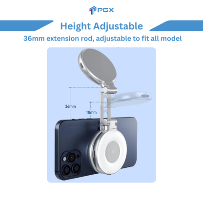 PGX™ HaloSnap Magnetic Selfie Light – MagSafe, Mirror & Stand