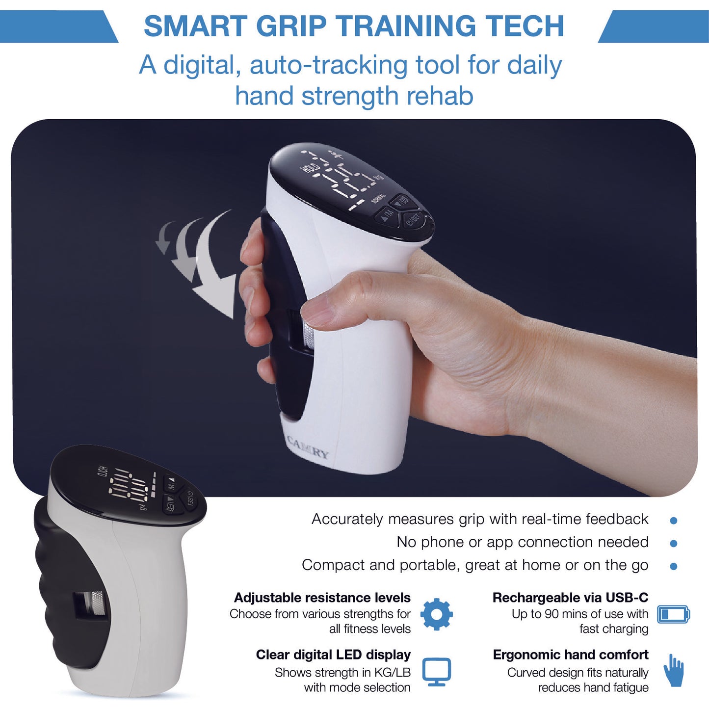 PracGearX™ GripTrack Pro – Smart Grip Strength Trainer