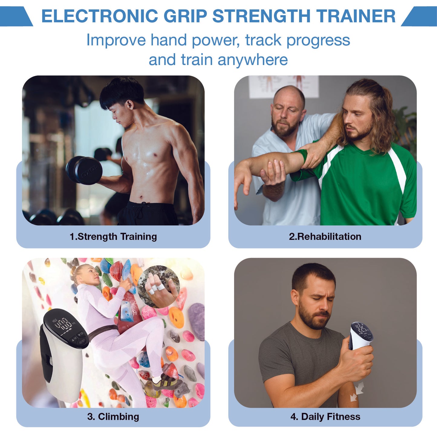 PracGearX™ GripTrack Pro – Smart Grip Strength Trainer