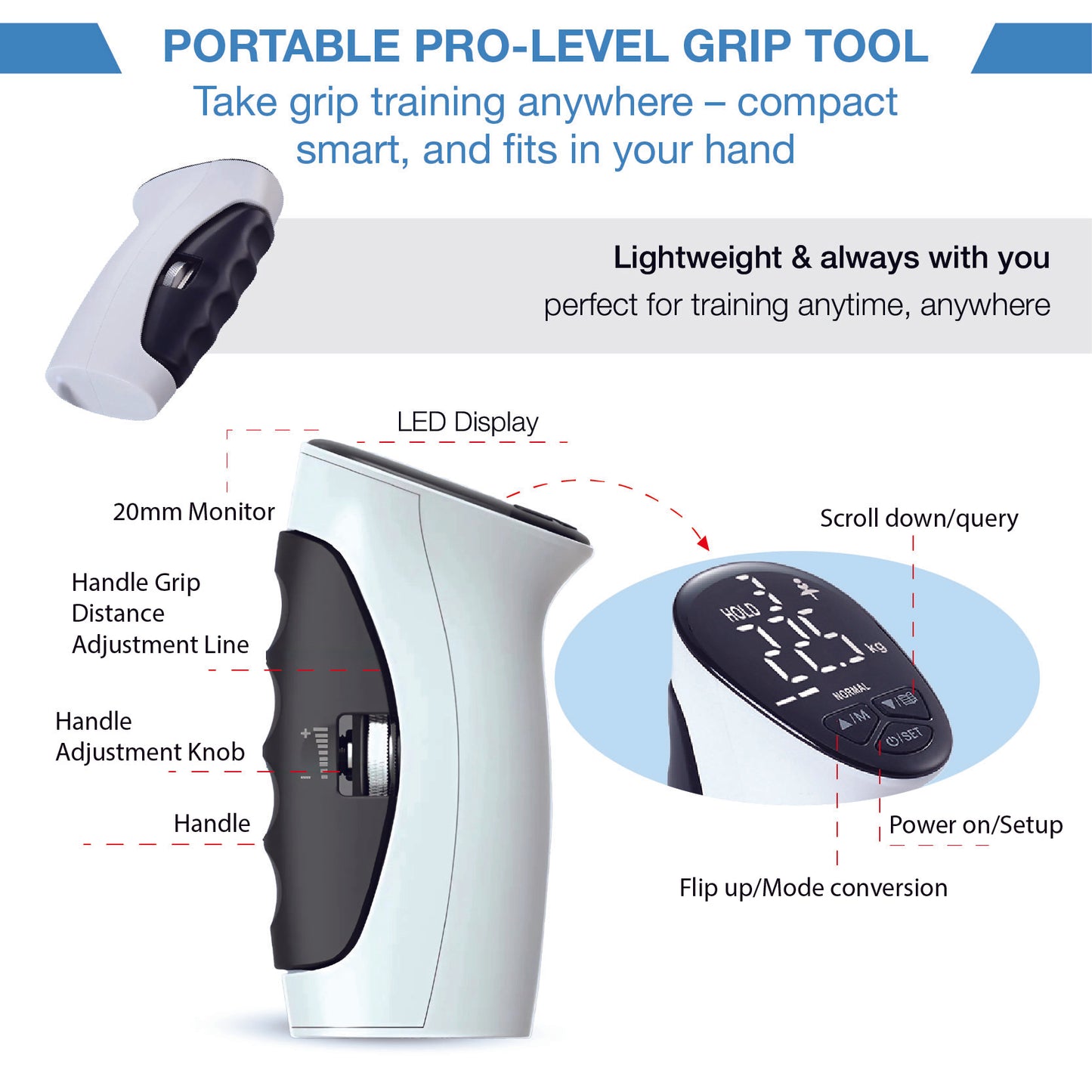 PracGearX™ GripTrack Pro – Smart Grip Strength Trainer