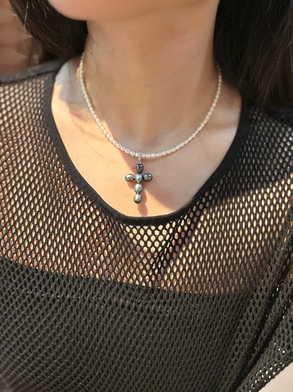Eternal Cross Pearl Necklace