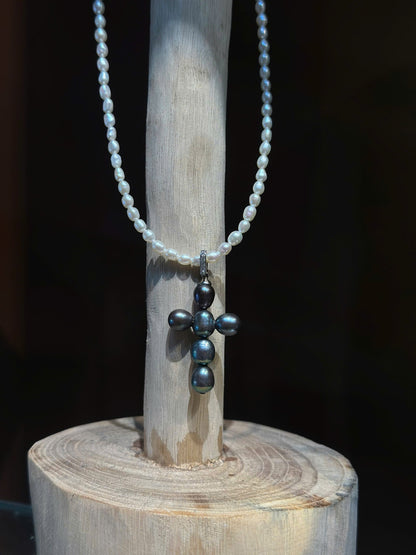 Eternal Cross Pearl Necklace